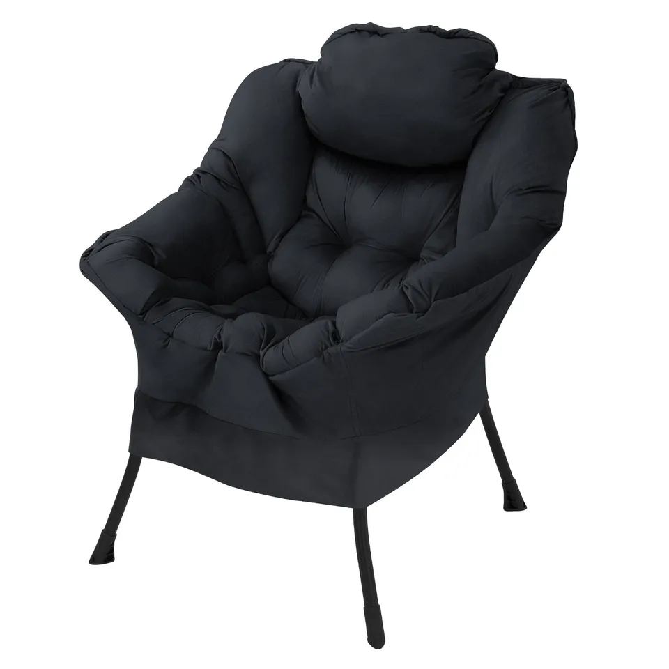 ECD Germany Möbel Fauteuil tissu noir poche latérale