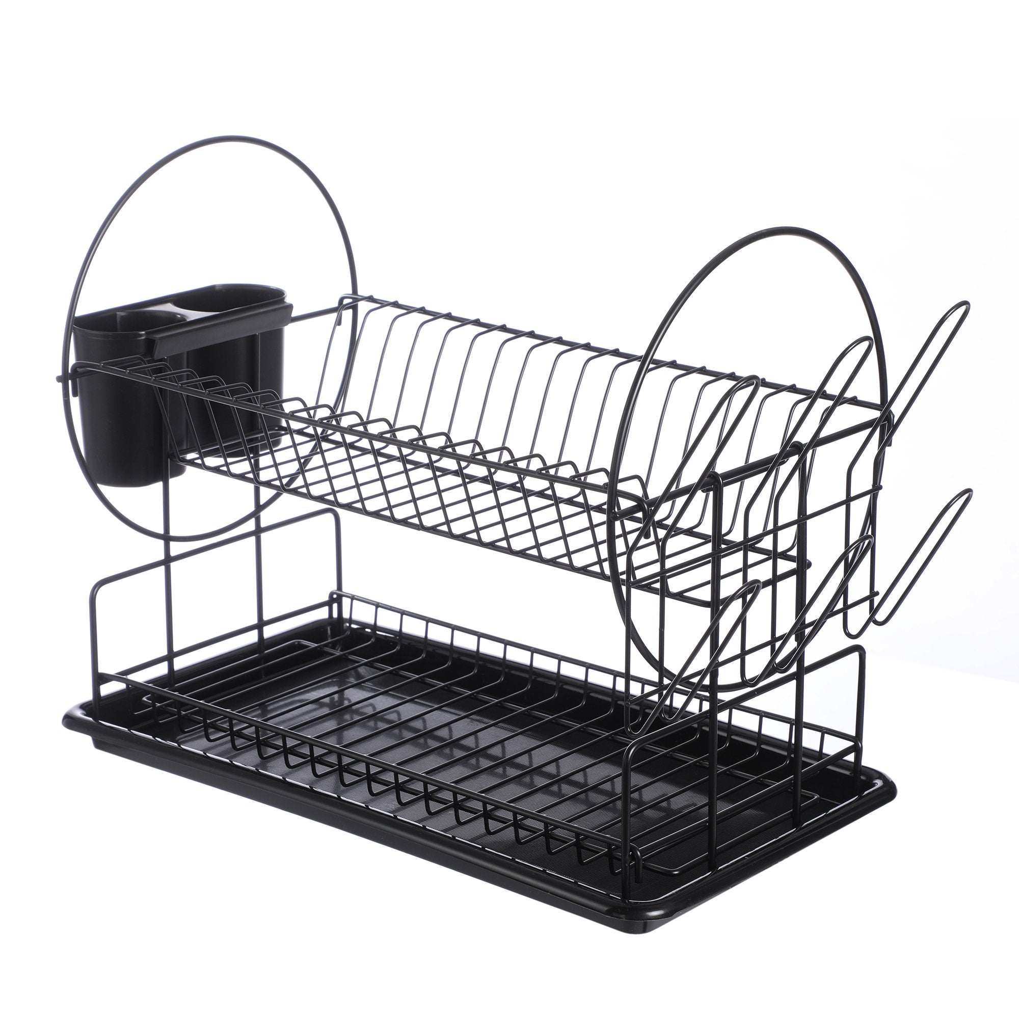 Stokomani Maison égouttoir 2 étages noir vaisselle