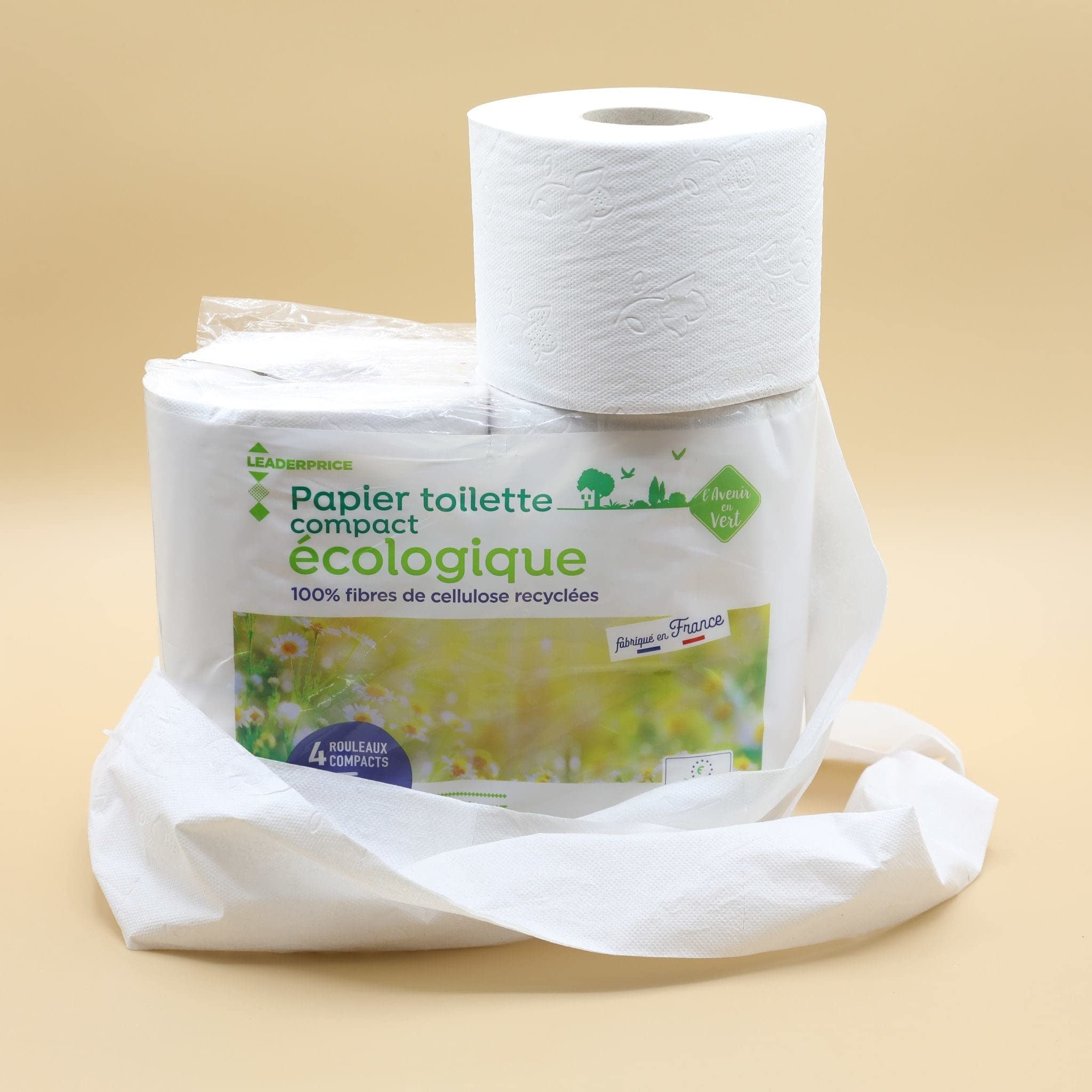 Leader Price Papier toilette compact écologique 4 rouleaux
