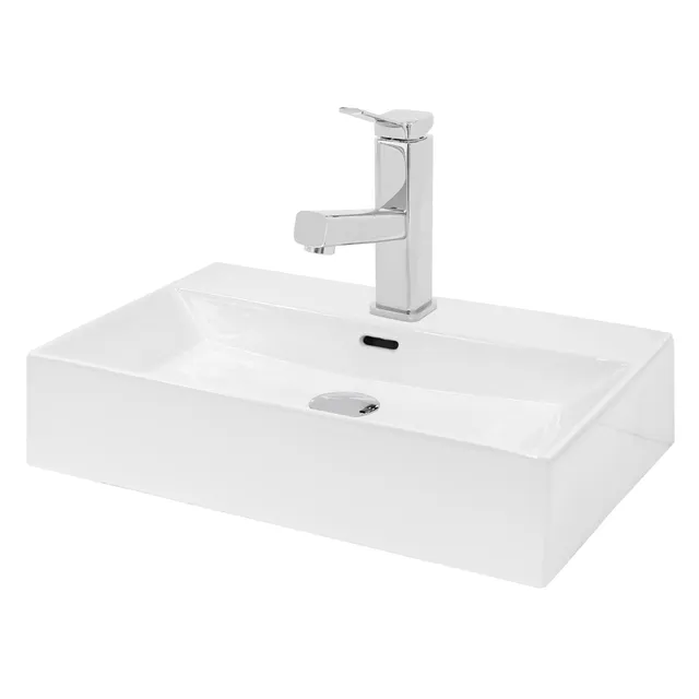 ECD Germany LuxeBath lavabo céramique blanc 60,5 cm avec mitigeur