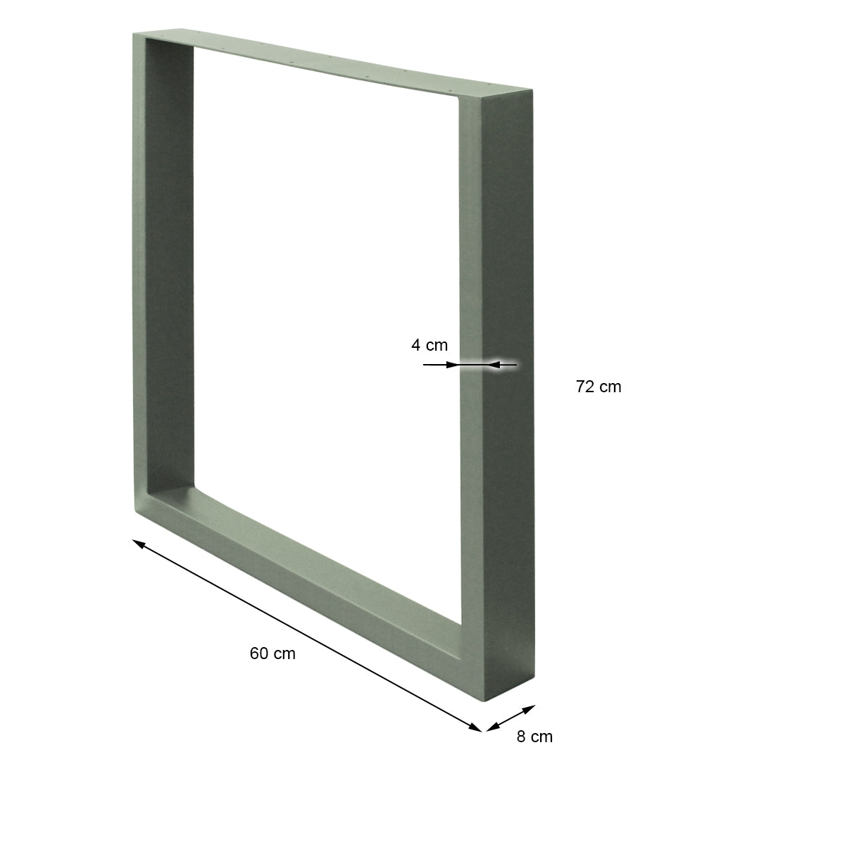 ECD Germany Möbel pied table acier gris U 60x72 cm lot 2 200 kg