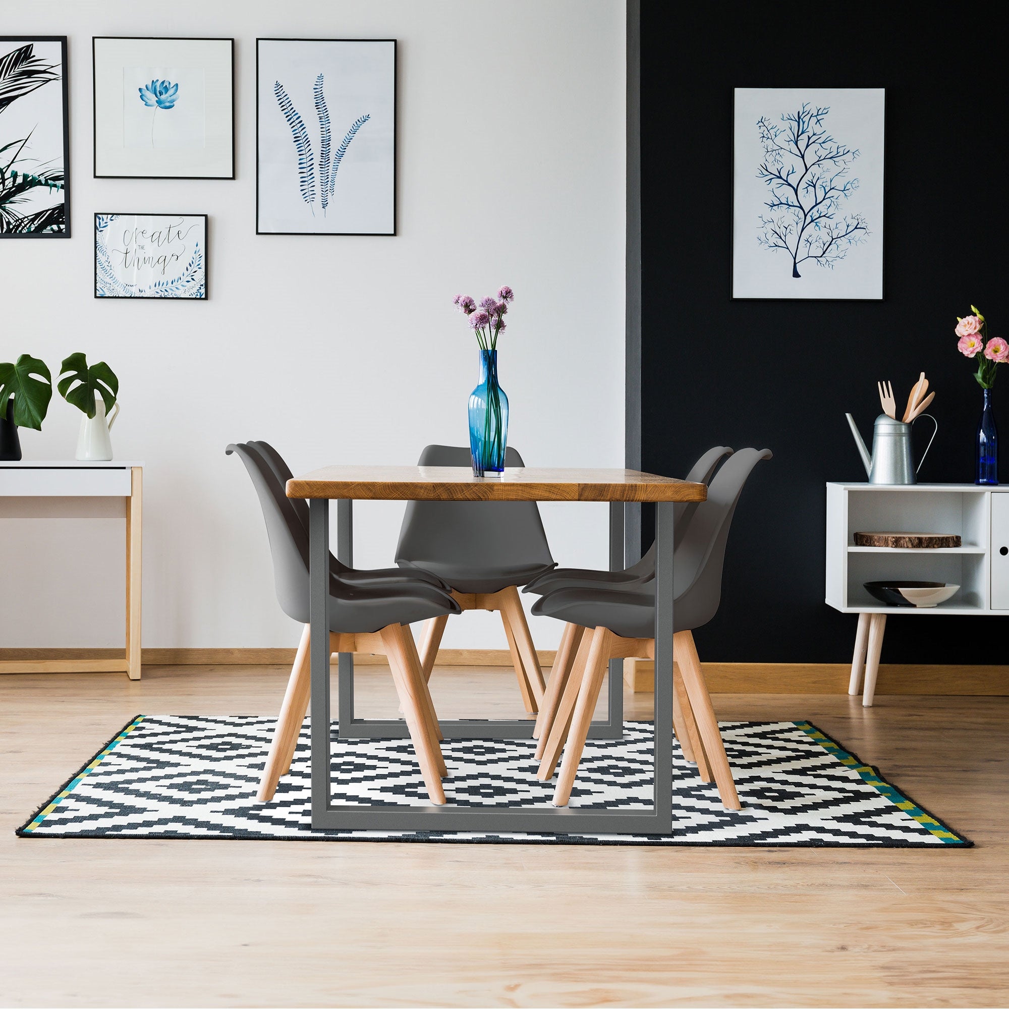 ML-Design pied table U 80x72 gris acier lot de 2