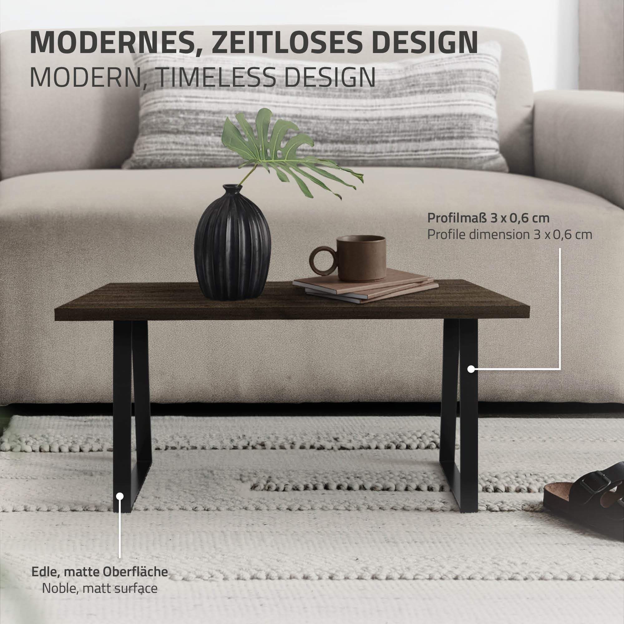 ECD Germany Garten pieds table trapèze 40,5 cm noirs lot 2