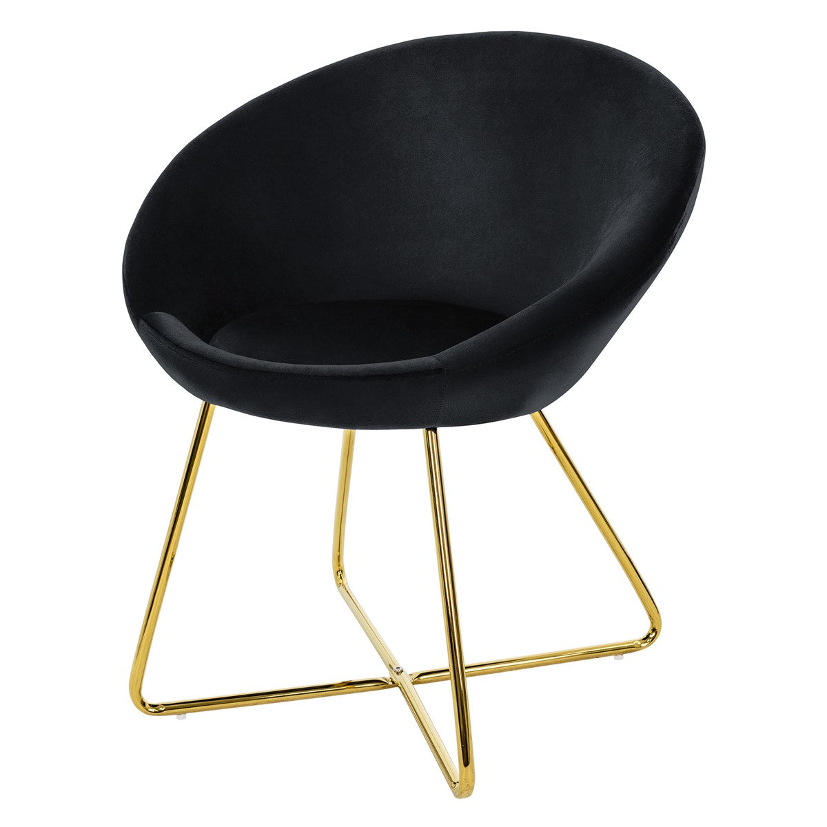 ECD Germany Möbel chaise velours dossier rond bleu pieds dorés