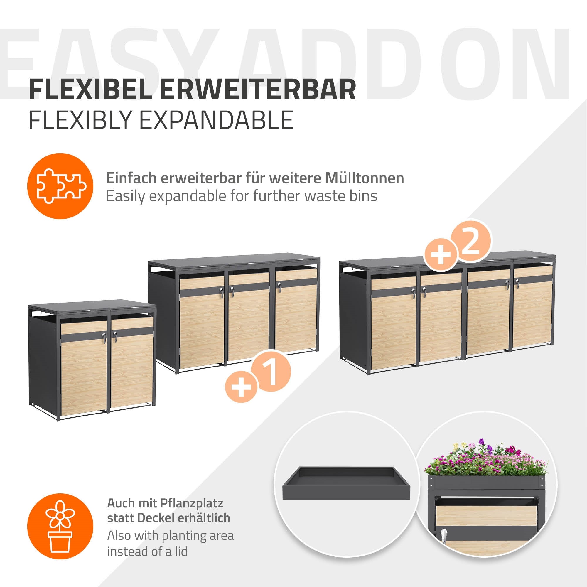ECD Germany Garten Cache-poubelle double 240L Lärche