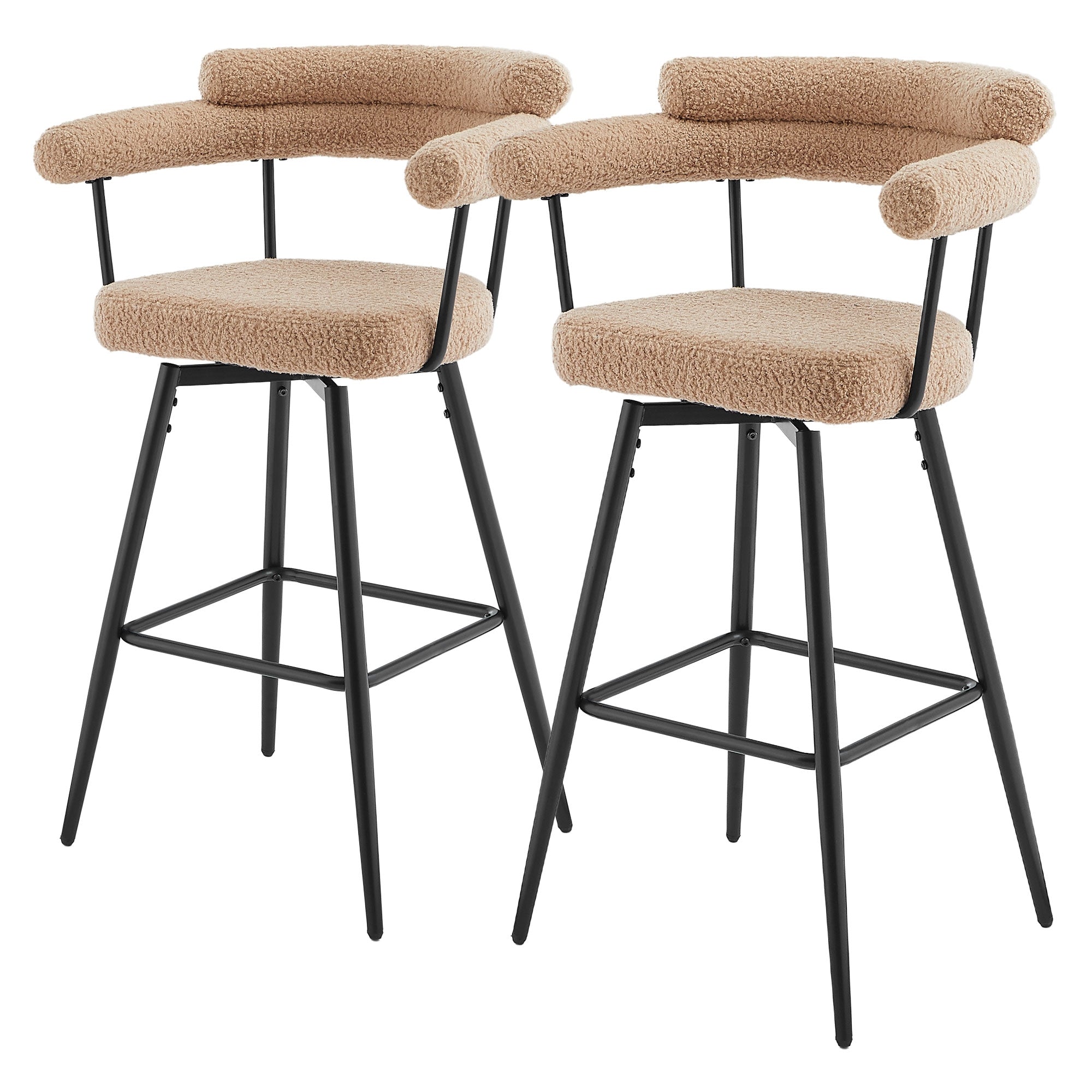 ECD Germany ML-Design tabouret de bar pivotant beige lot 2