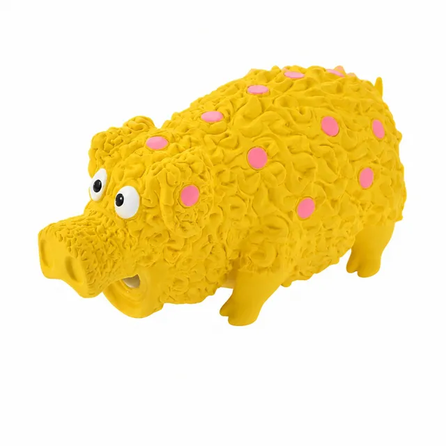 Stokomani Cochon latex jaune jouet pour chien