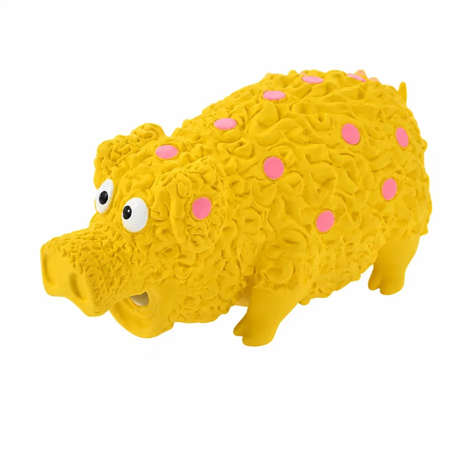 Stokomani Cochon latex jaune jouet pour chien