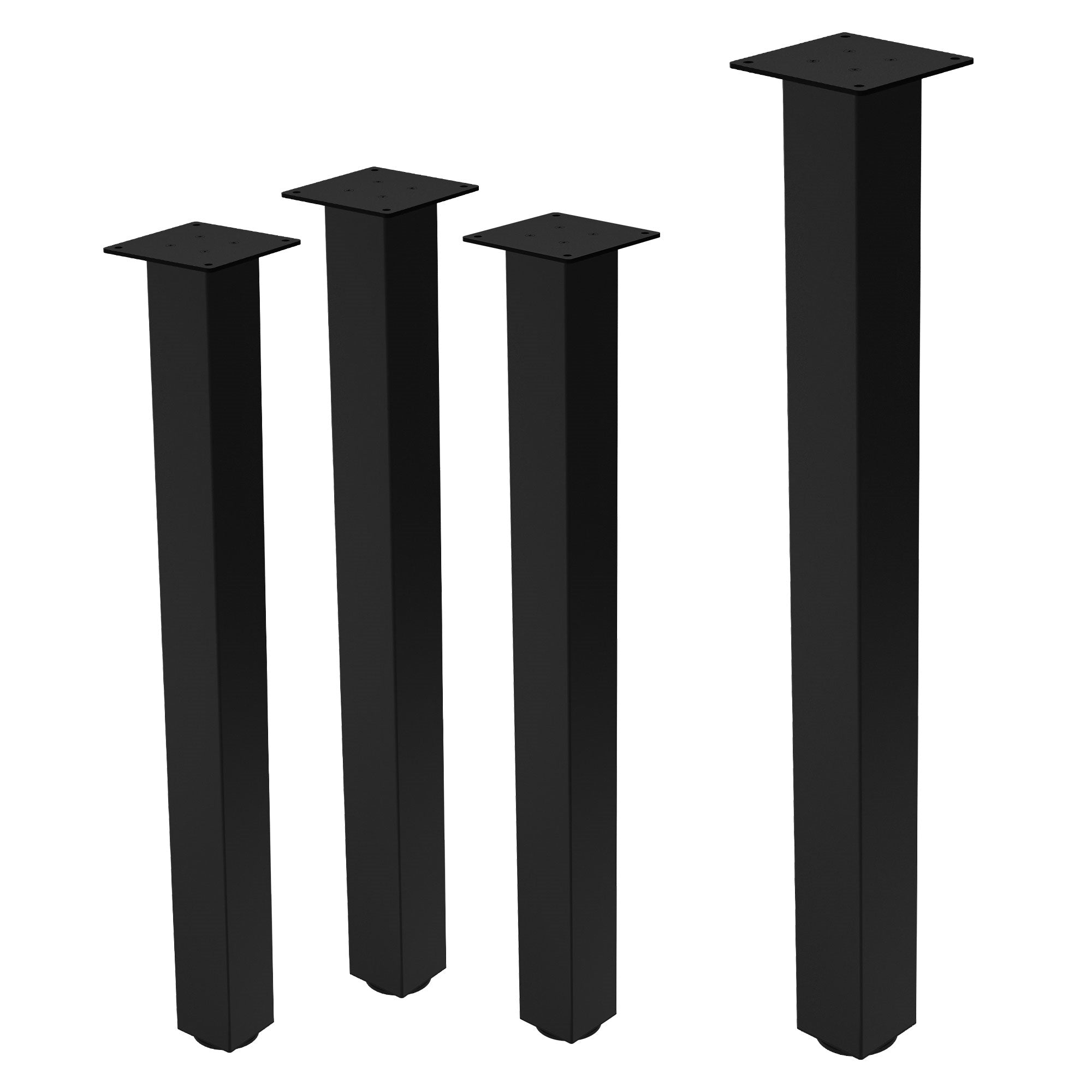 ECD Germany Möbel lot 4 pieds de table 90 cm noir brillant