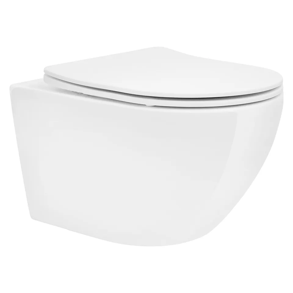 ECD Germany Sanitär WC suspendu 54cm blanc sans bride