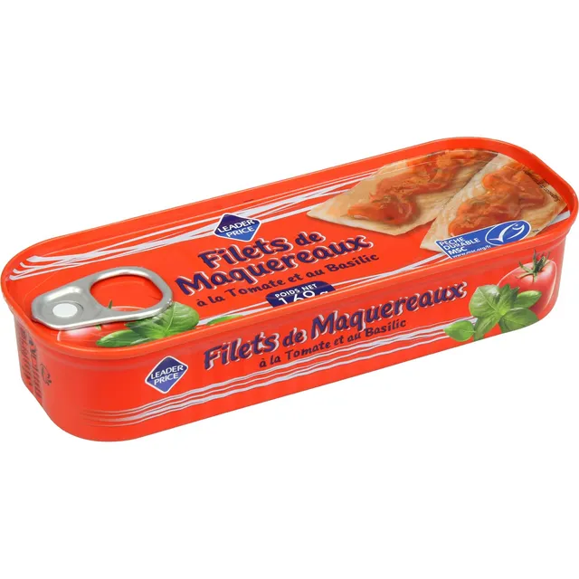 Leader Price Filet Maquereaux Tomate Basilic 169g