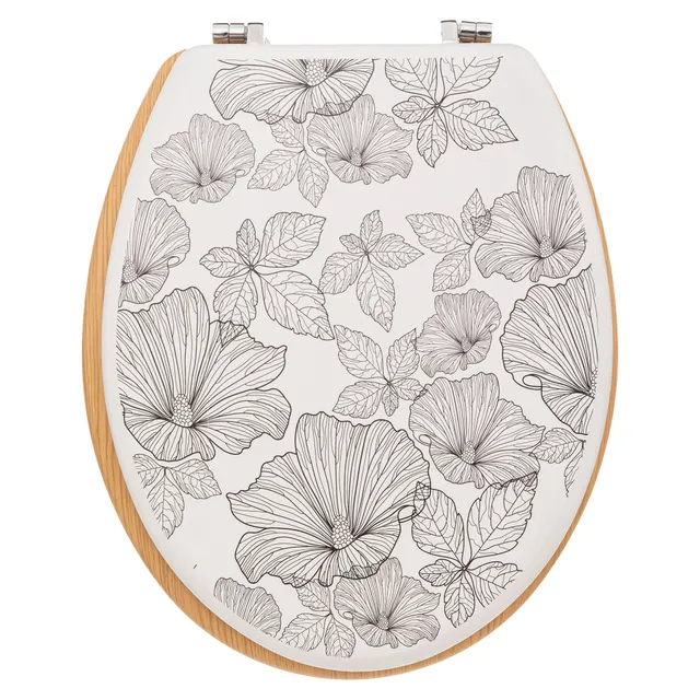 Stokomani Maison abattant WC bois laqué fleurs
