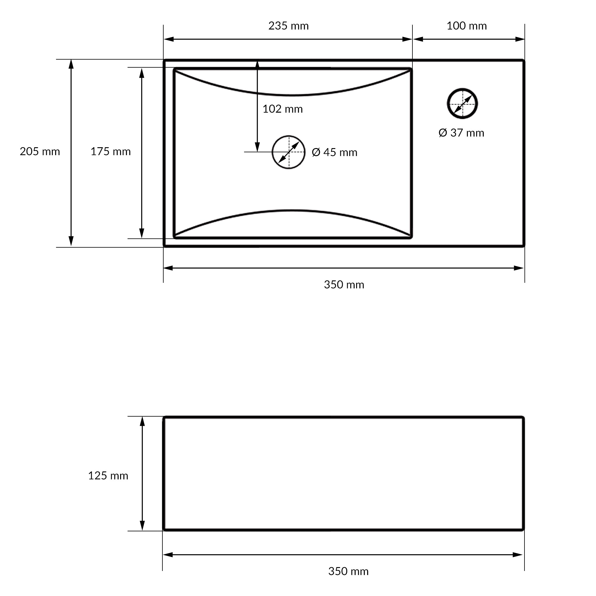 LuxeBath lave-mains 35 cm blanc céramique bonde argentée