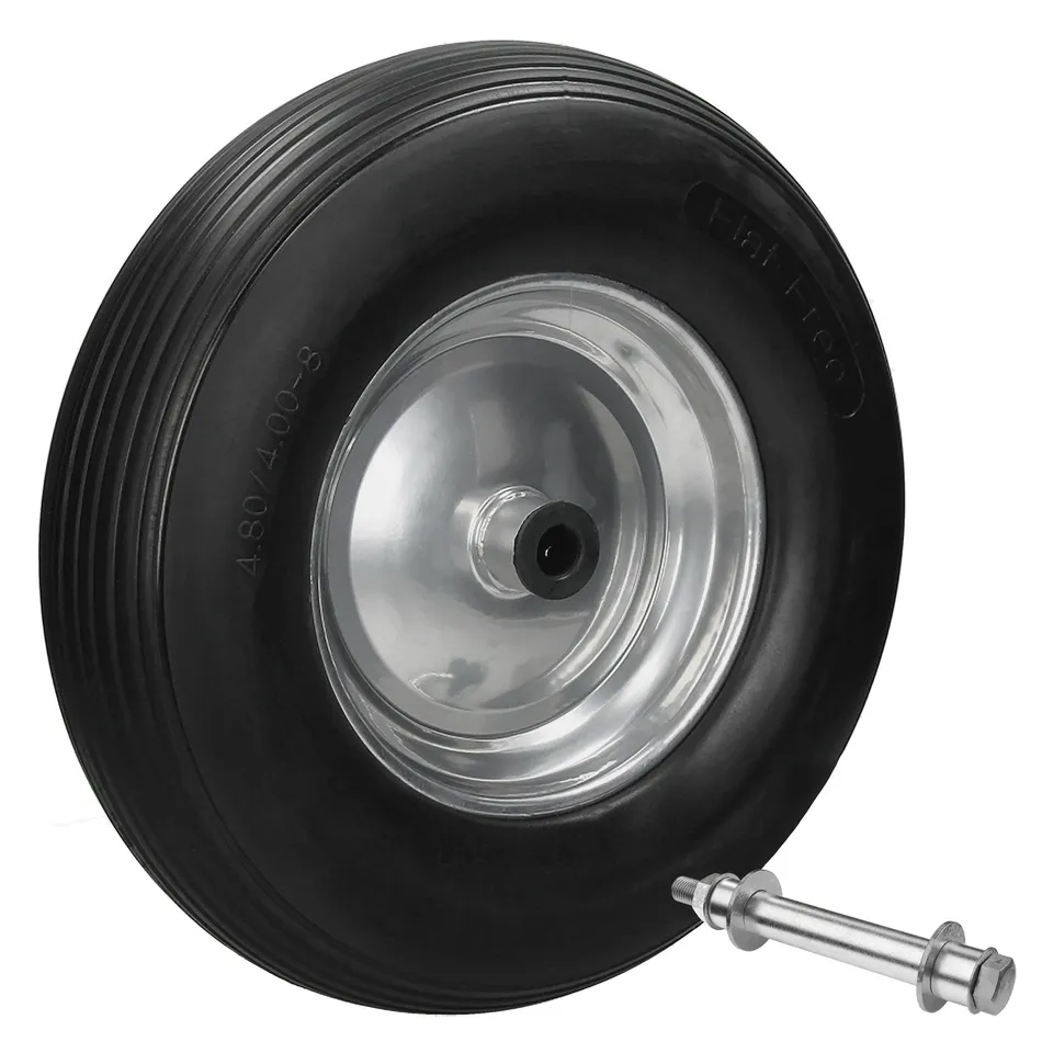 ECD Germany Garten Roue Brouette 4.80/4.00-8 390 mm Noire + Axe