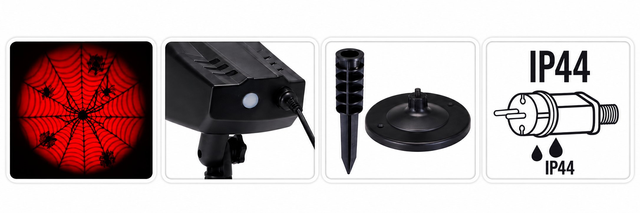 Stokomani Fêtes projecteur LED araignée Halloween 17,5 cm