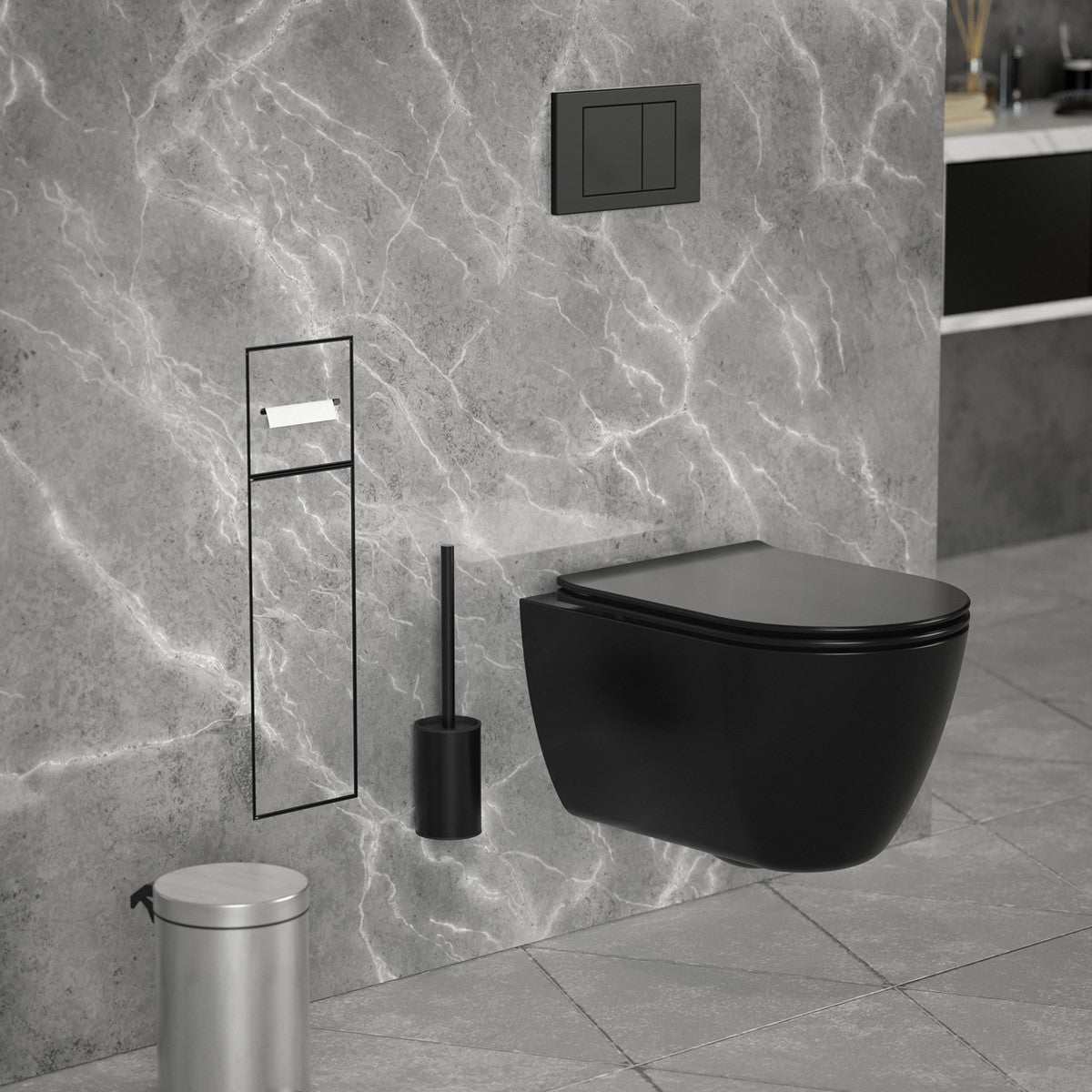 ECD Germany Sanitär niche murale inox noir mat 60x20x14 cm
