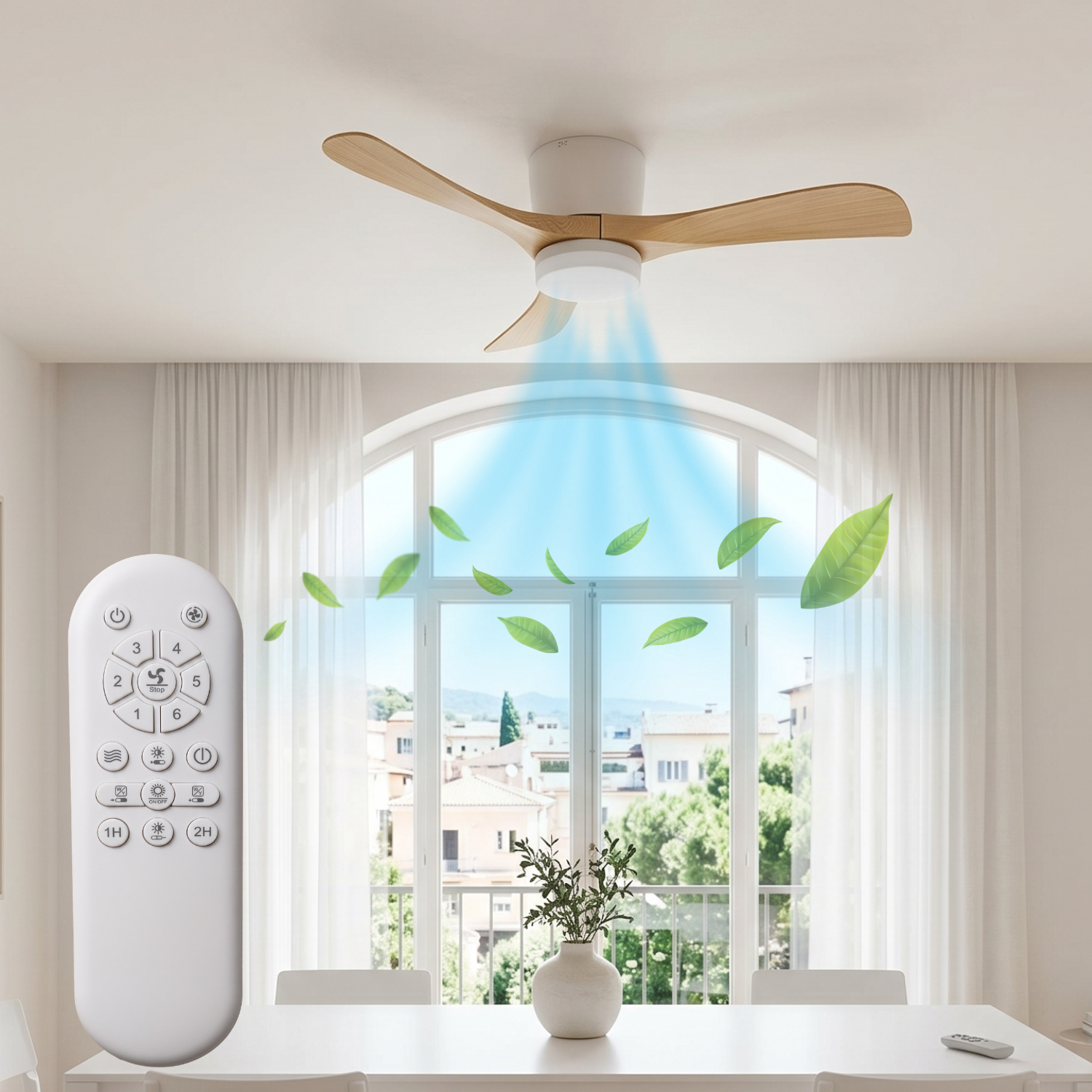 Red Deco Aliya 132cm ventilateur plafond LED télécommande