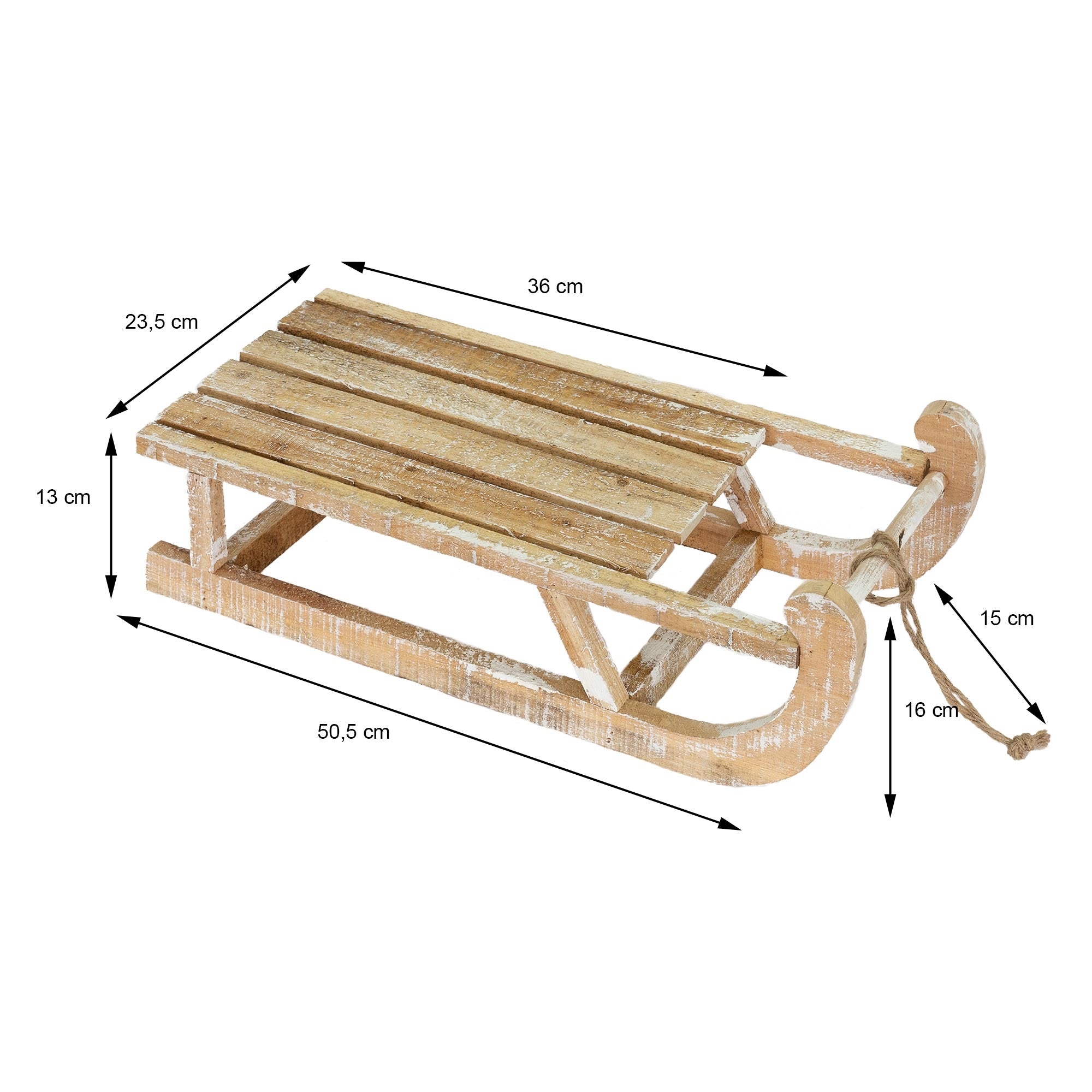 ECD Germany traîneau déco Noël bois marron 50,5 cm LED
