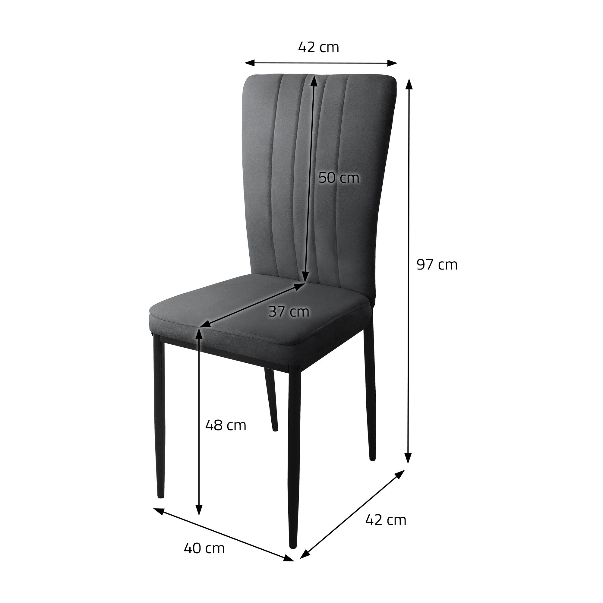 ECD Germany chaise salle à manger velours gris lot de 4