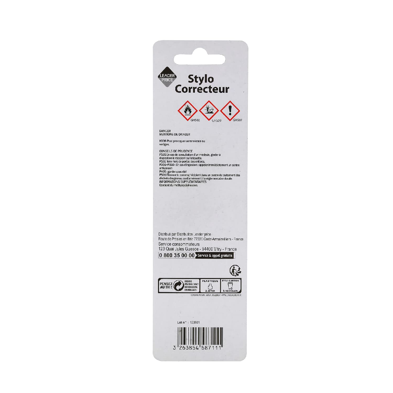 Leader Price Bazar stylo correcteur 7 ml blanc