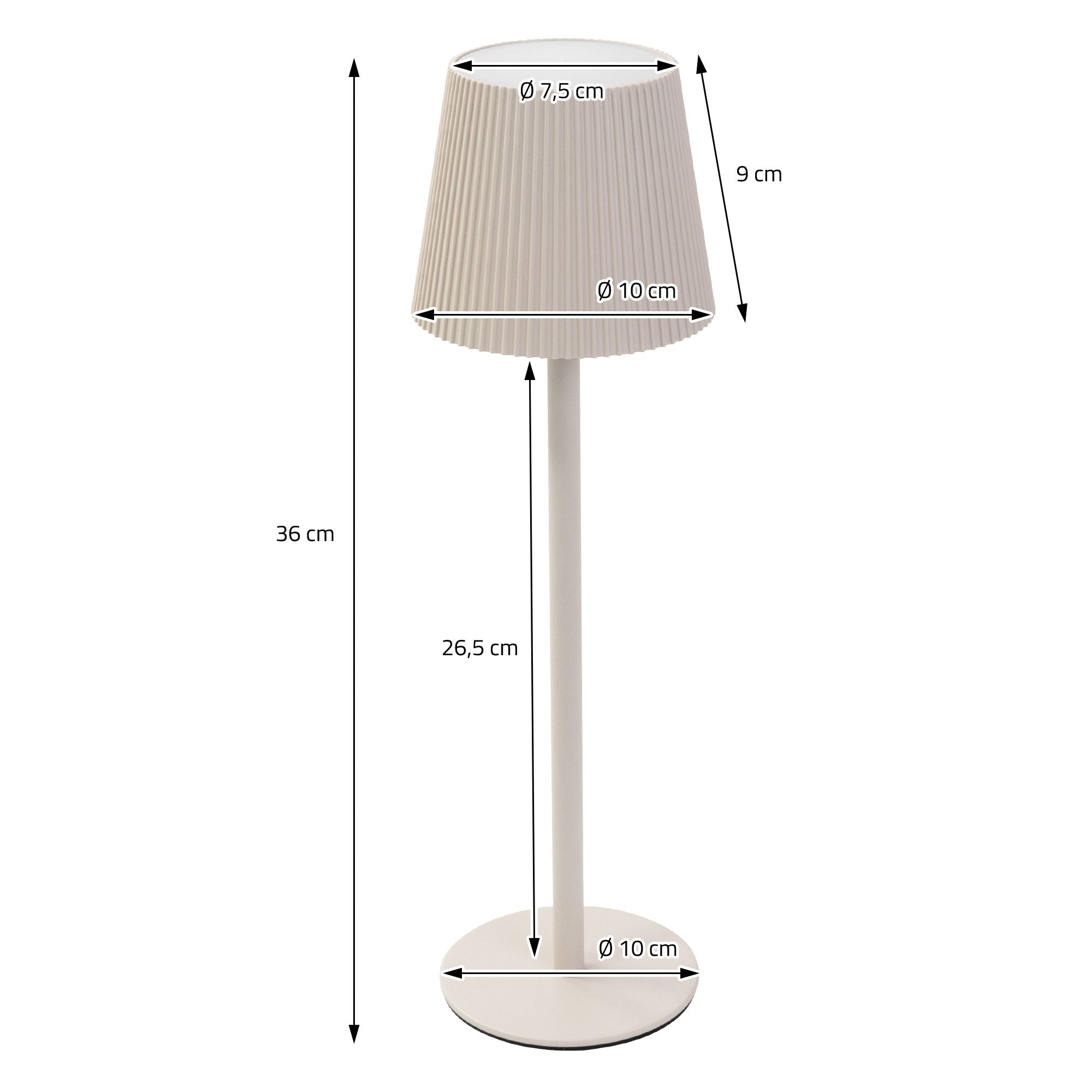 ECD Germany ML-Design lampe table LED sans fil crème Ø10x36