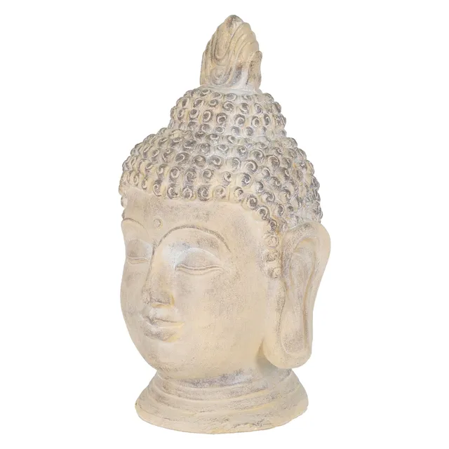 ECD Germany tête bouddha statue pierre 55 cm beige-gris
