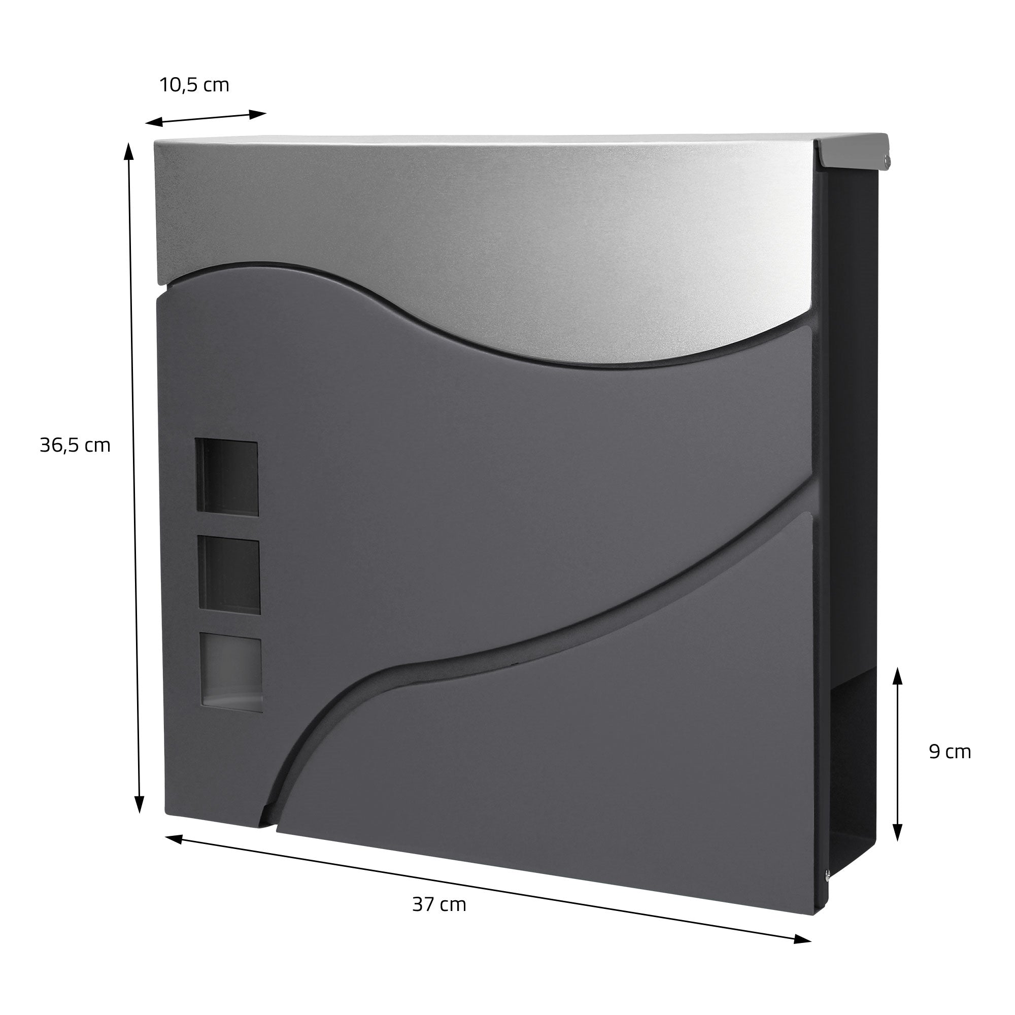 ECD Germany Bauen & Renovieren boîte aux lettres 37 cm anthracite inox