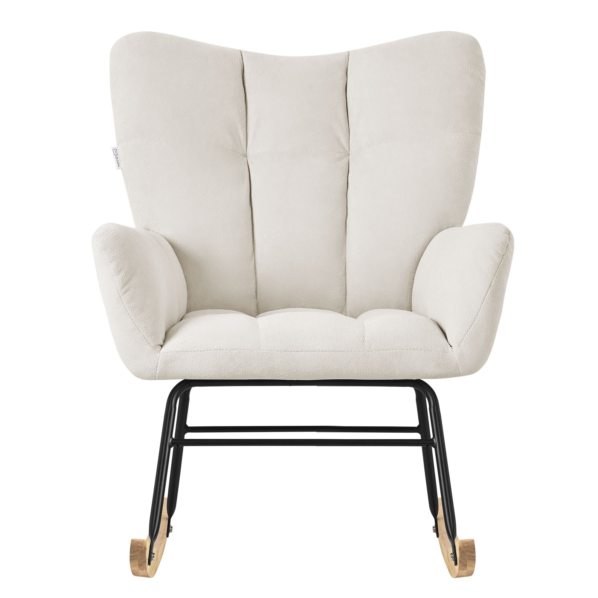 ML-Design fauteuil à bascule bouclette beige 120 kg bois