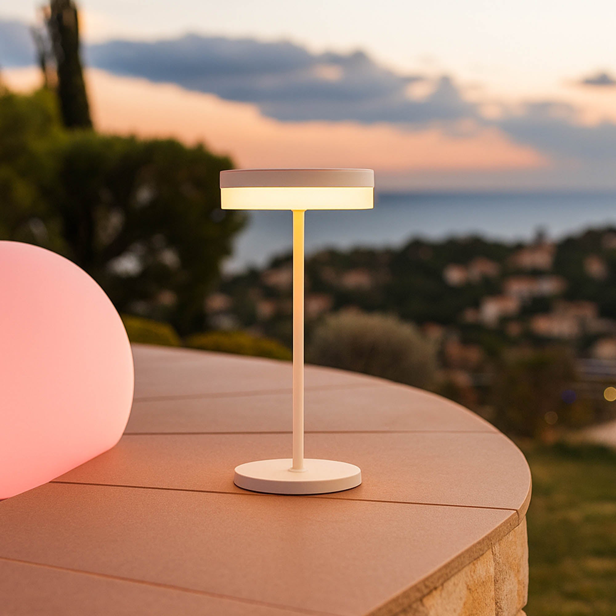 Red Deco Vivia Mini lampe de table solaire blanc dimmable 27 cm
