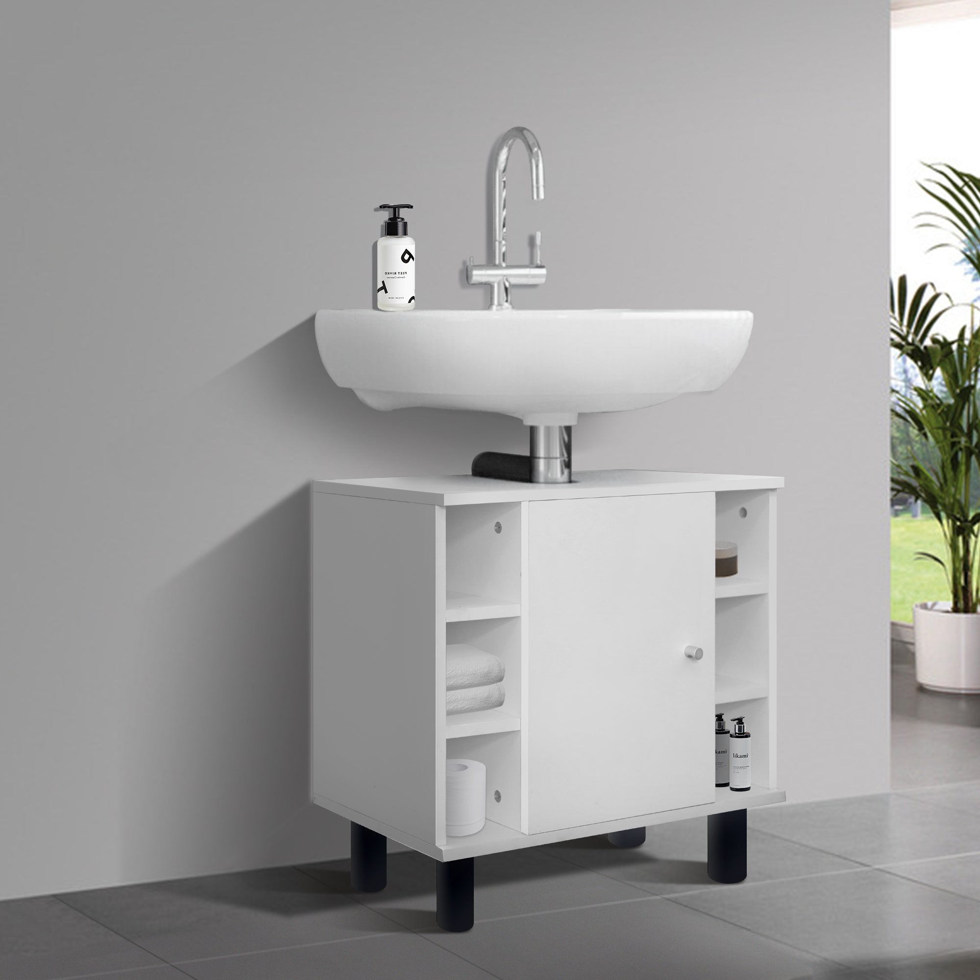 ECD Germany ML-Design meuble salle de bain blanc 2 pièces bois