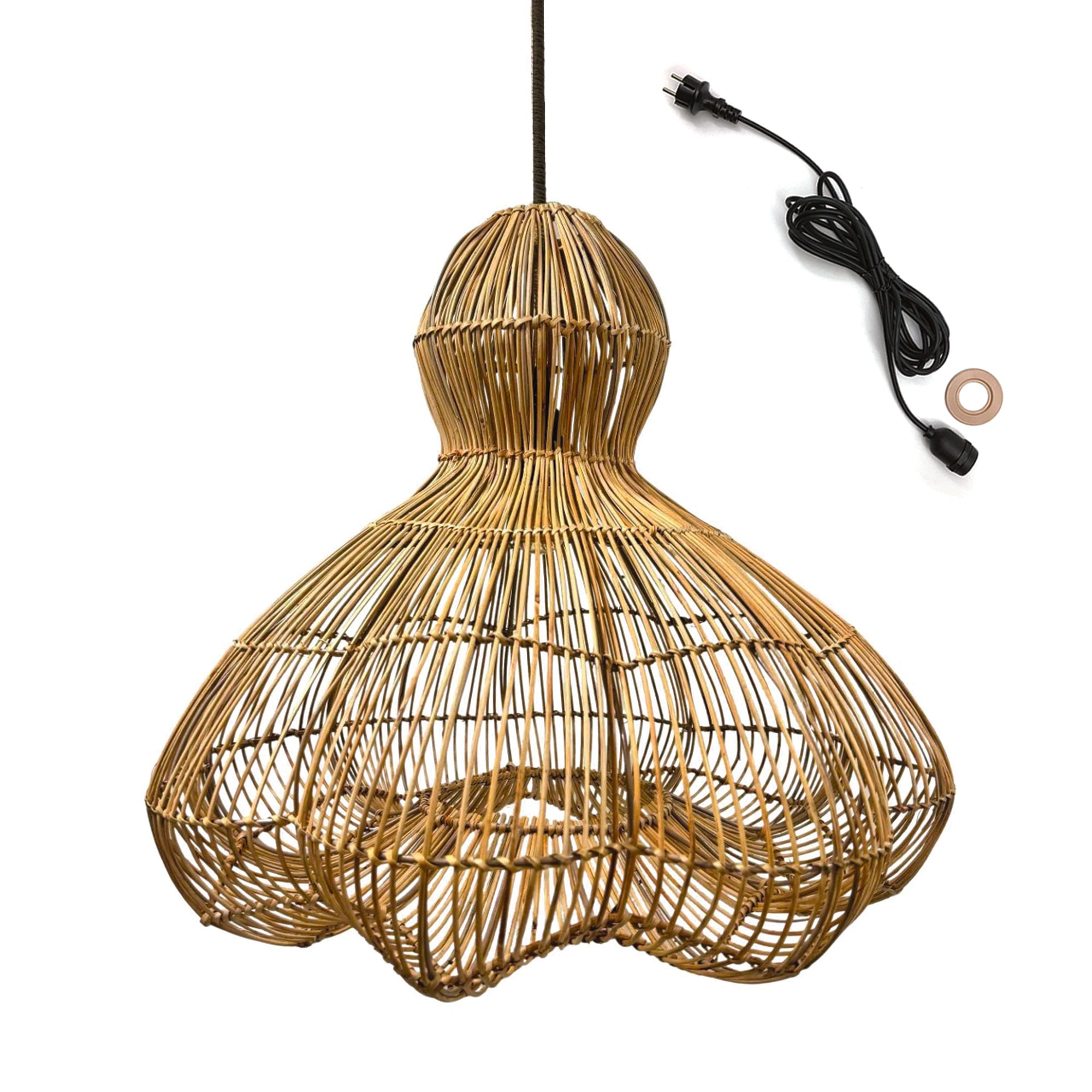 Red Deco Ronda Outdoor suspension rotin E27 câble 5m