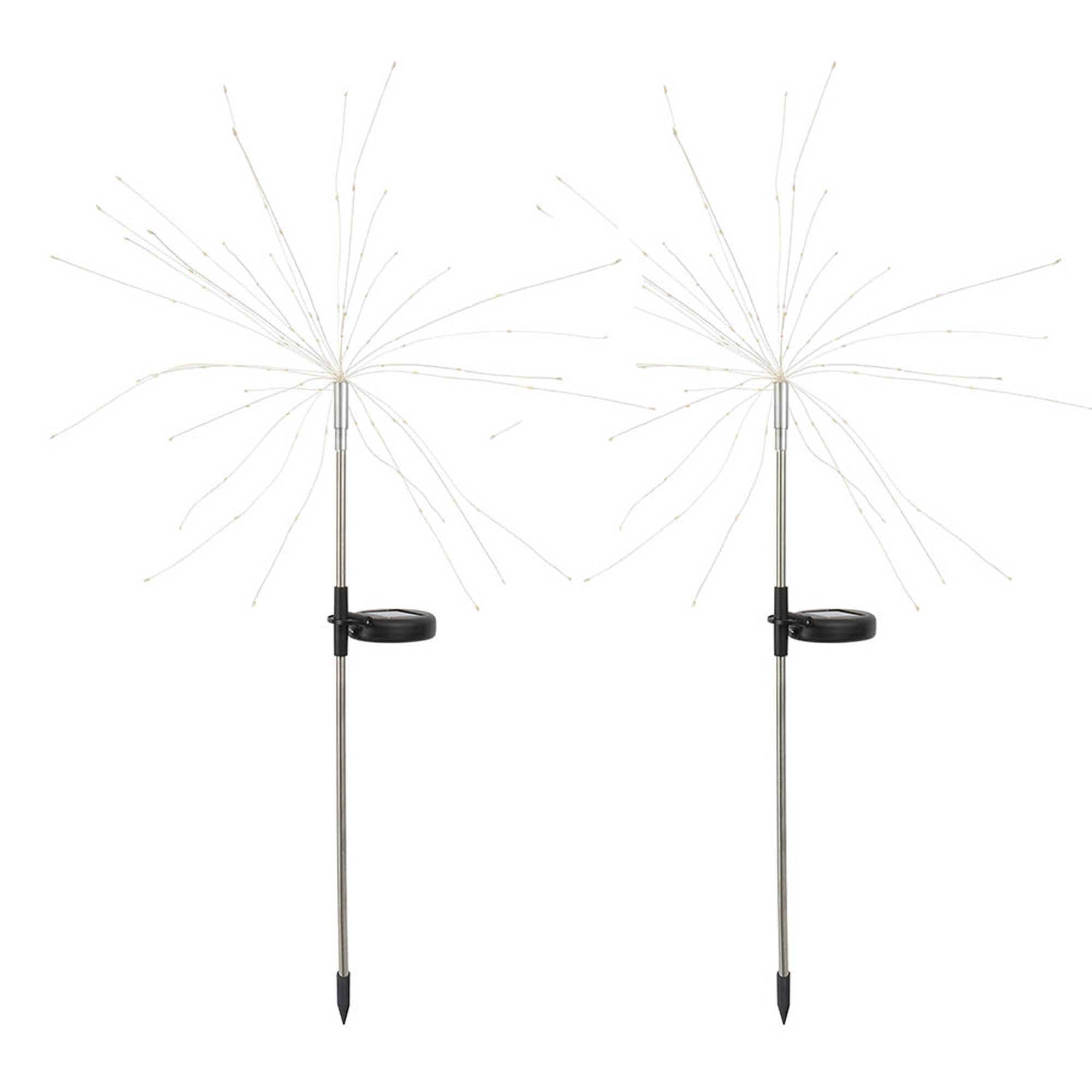 Red Deco Fireworks Spike lampe solaire lot de 2 blanc chaud 97cm