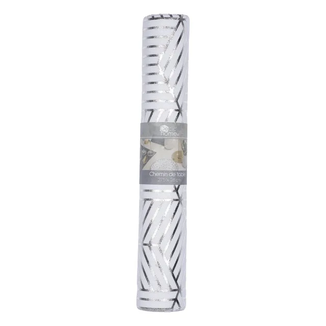 Stokomani Maison Chemin de table polyester argenté fête