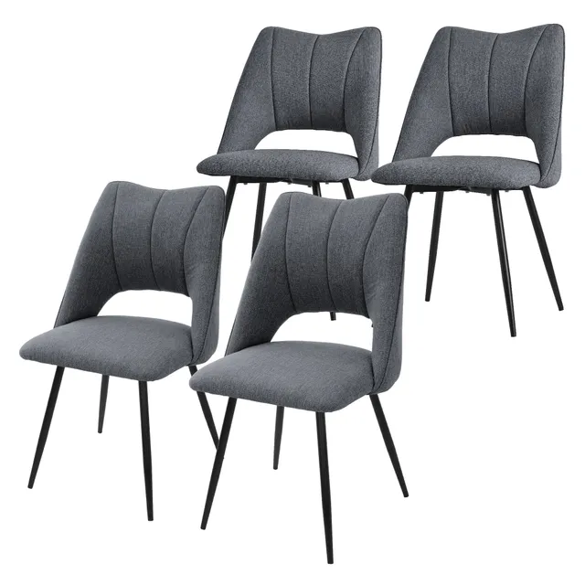 ML-Design Chaise salle à manger gris tissu rembourrée lot de 4