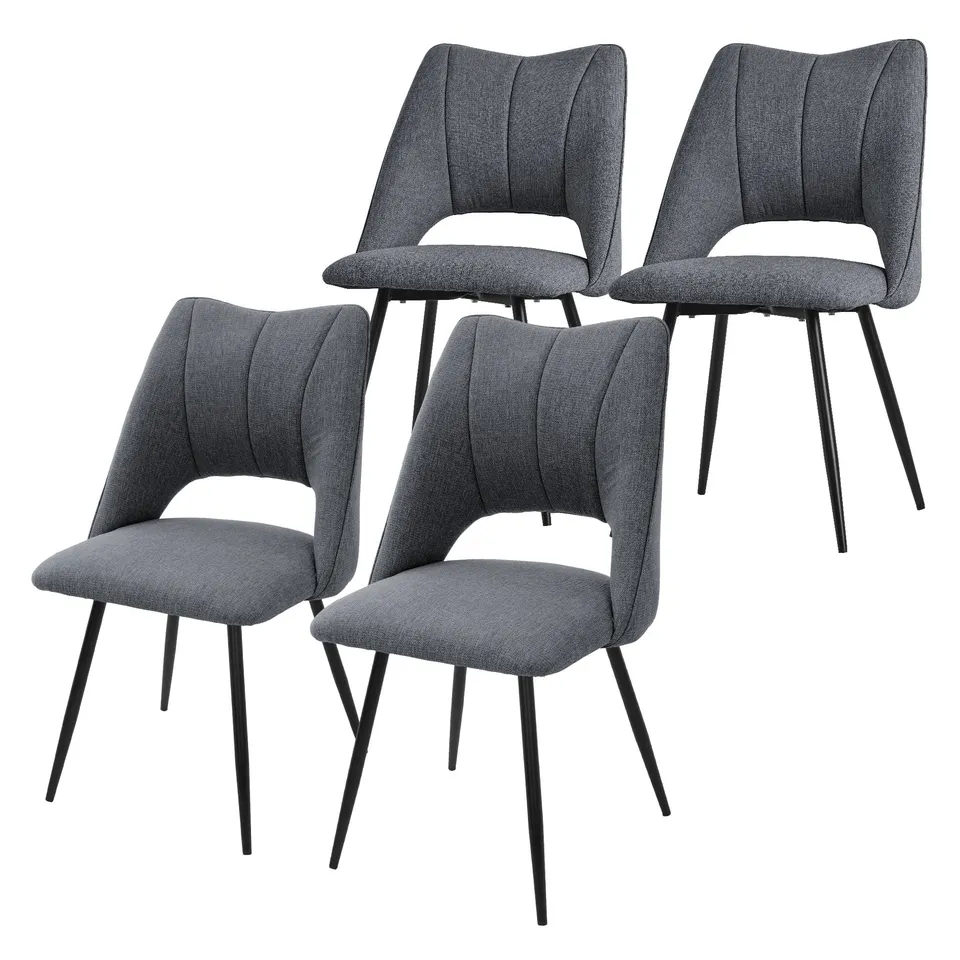 ML-Design Chaise salle à manger gris tissu rembourrée lot de 4