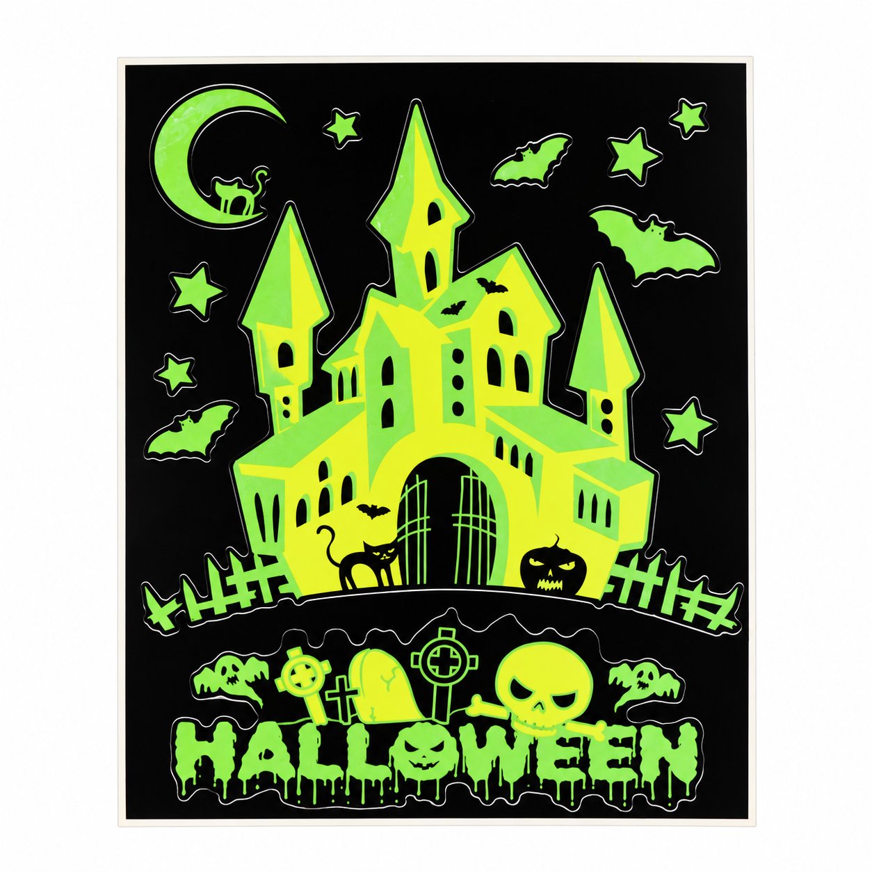 Stokomani stickers fenêtre Halloween vert 30x42 cm