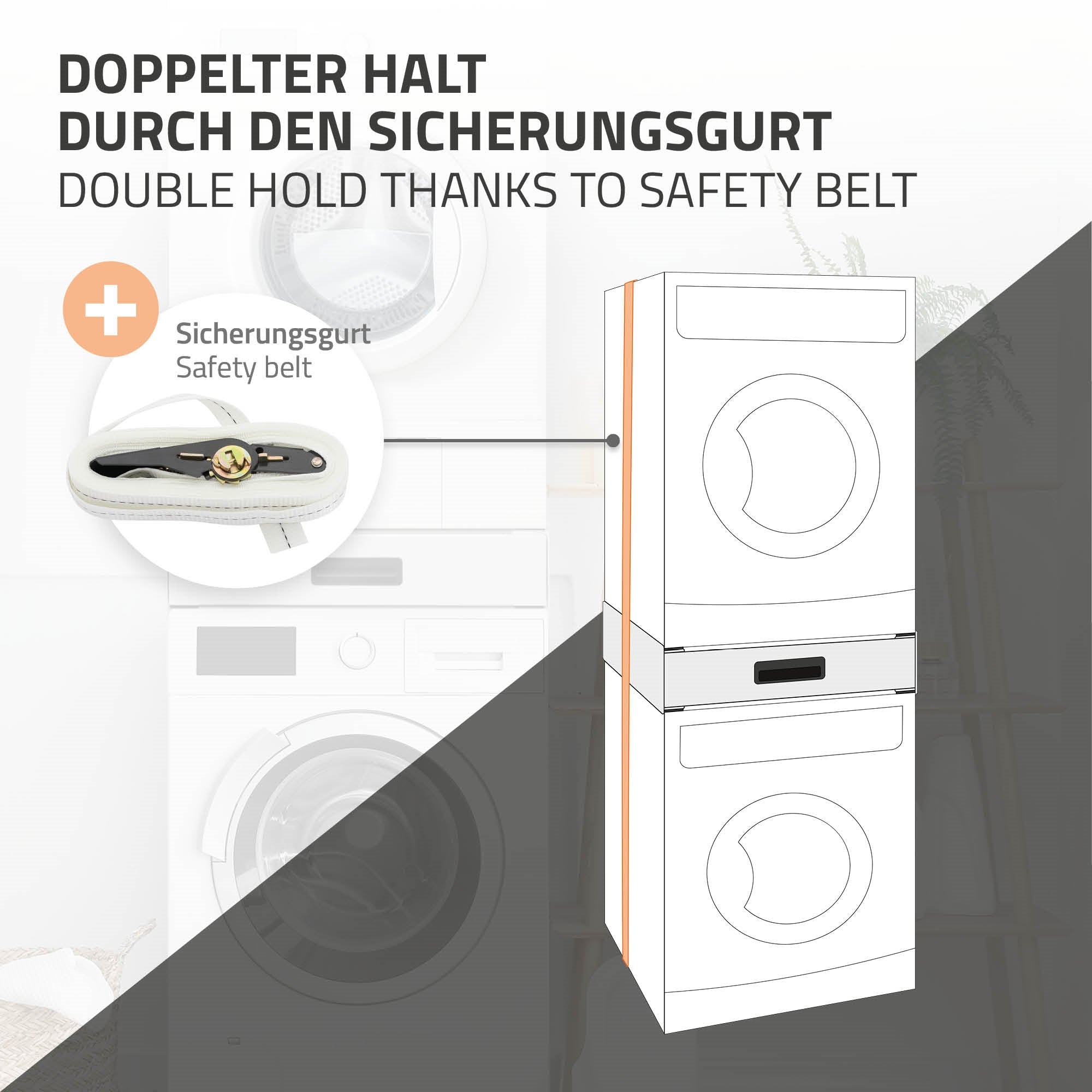 ECD Germany Möbel kit superposition lave-linge blanc 60,5x54 tiroir 10kg