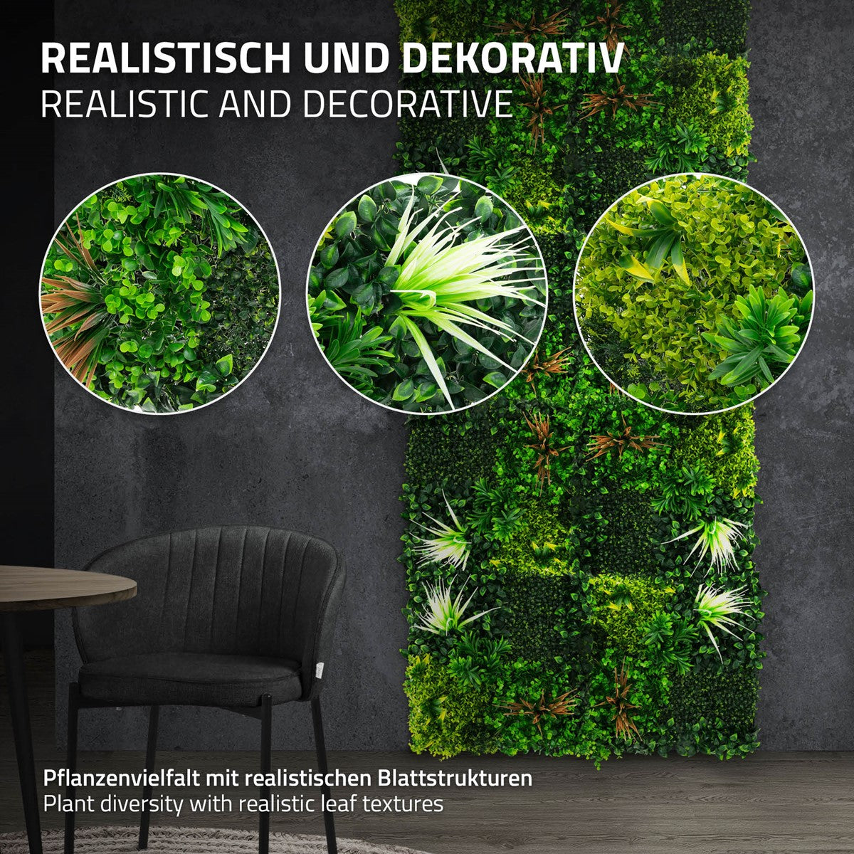 ECD Germany Sunburst mur végétal vert 50x50 cm lot 4