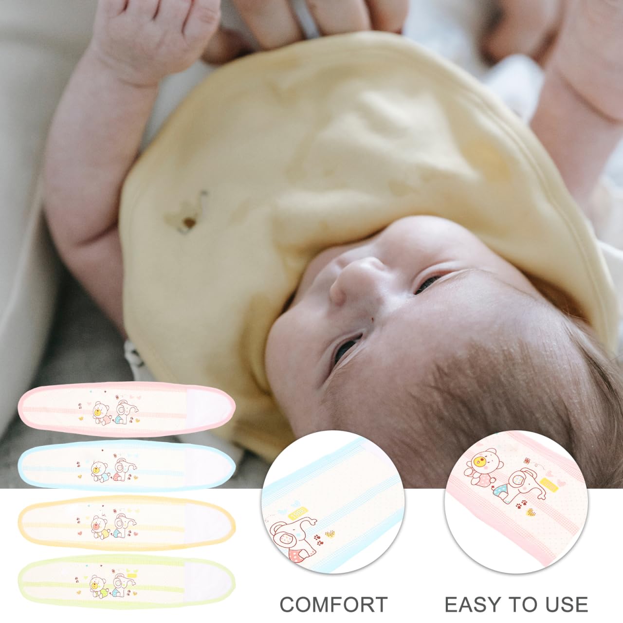 Milisten Health ceinture nombril bébé coton motifs lot 4