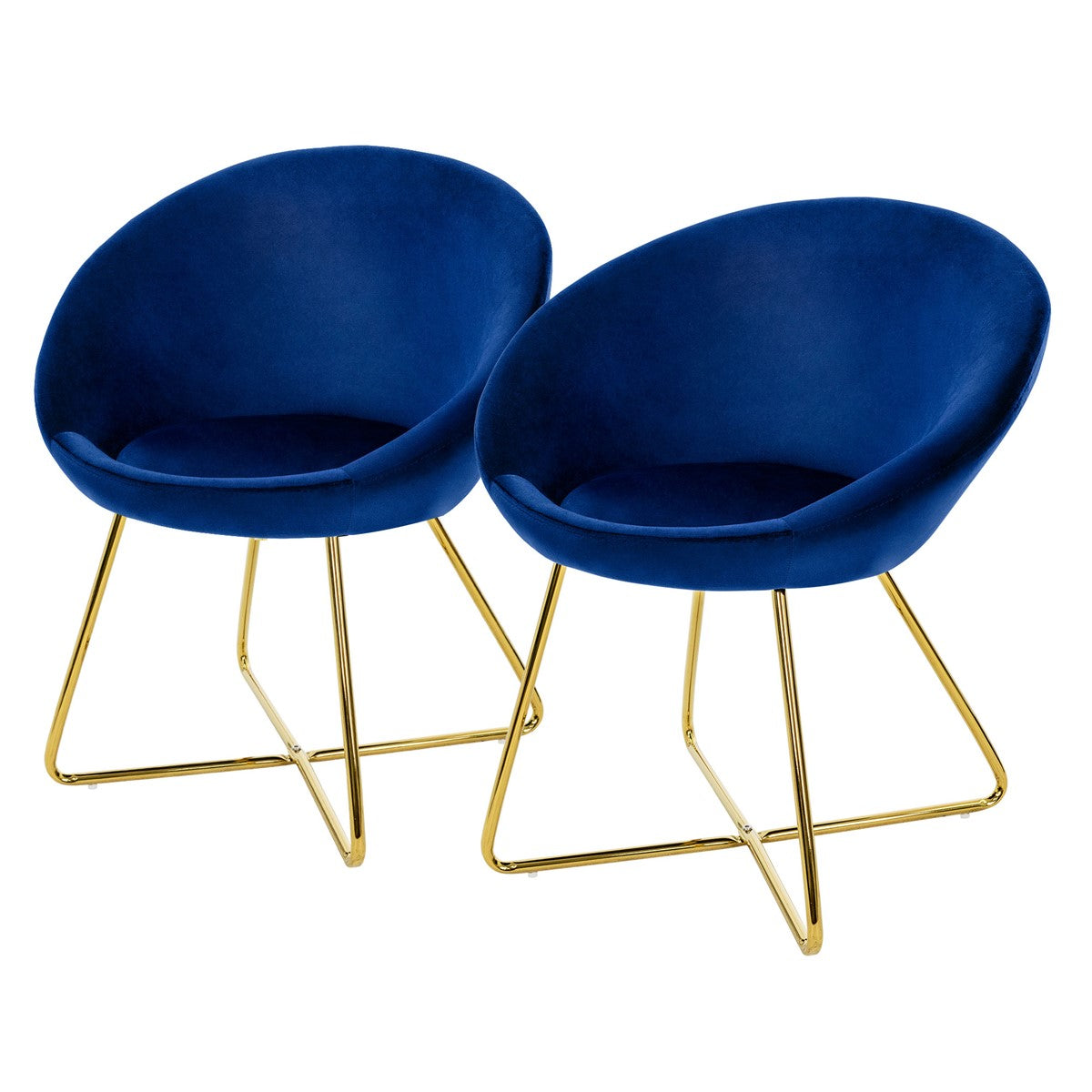 ECD Germany Möbel chaise velours dossier rond bleu pieds dorés