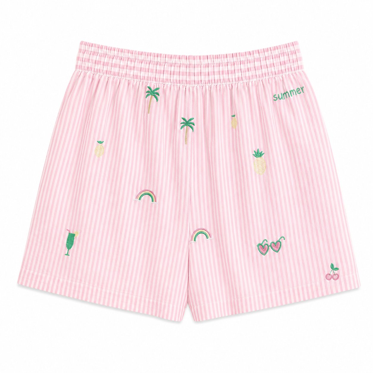 Stokomani Mode Short Brodé Rose Femme 38 Coton
