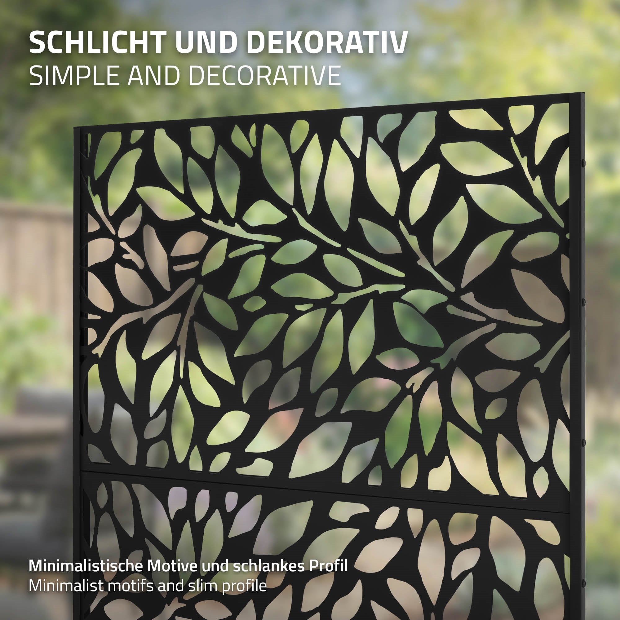 ECD Germany Firenze paravent métal 90x180 cm noir motif laser