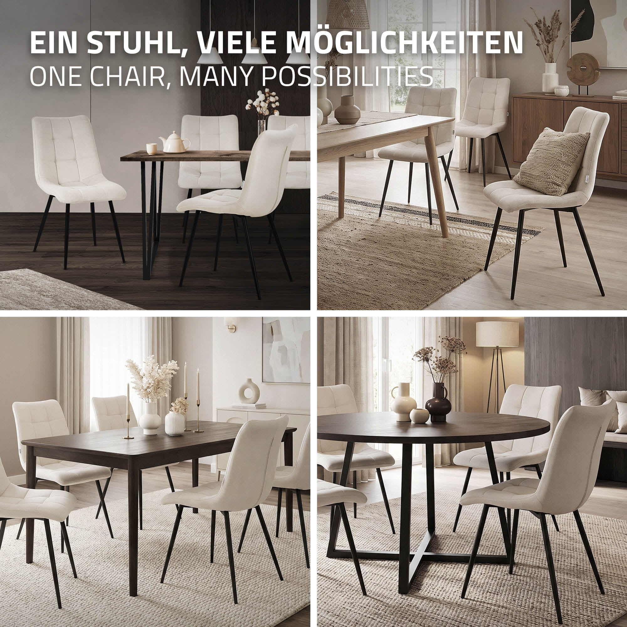 ECD Germany Möbel ML-Design chaise salle à manger beige x2 polyester