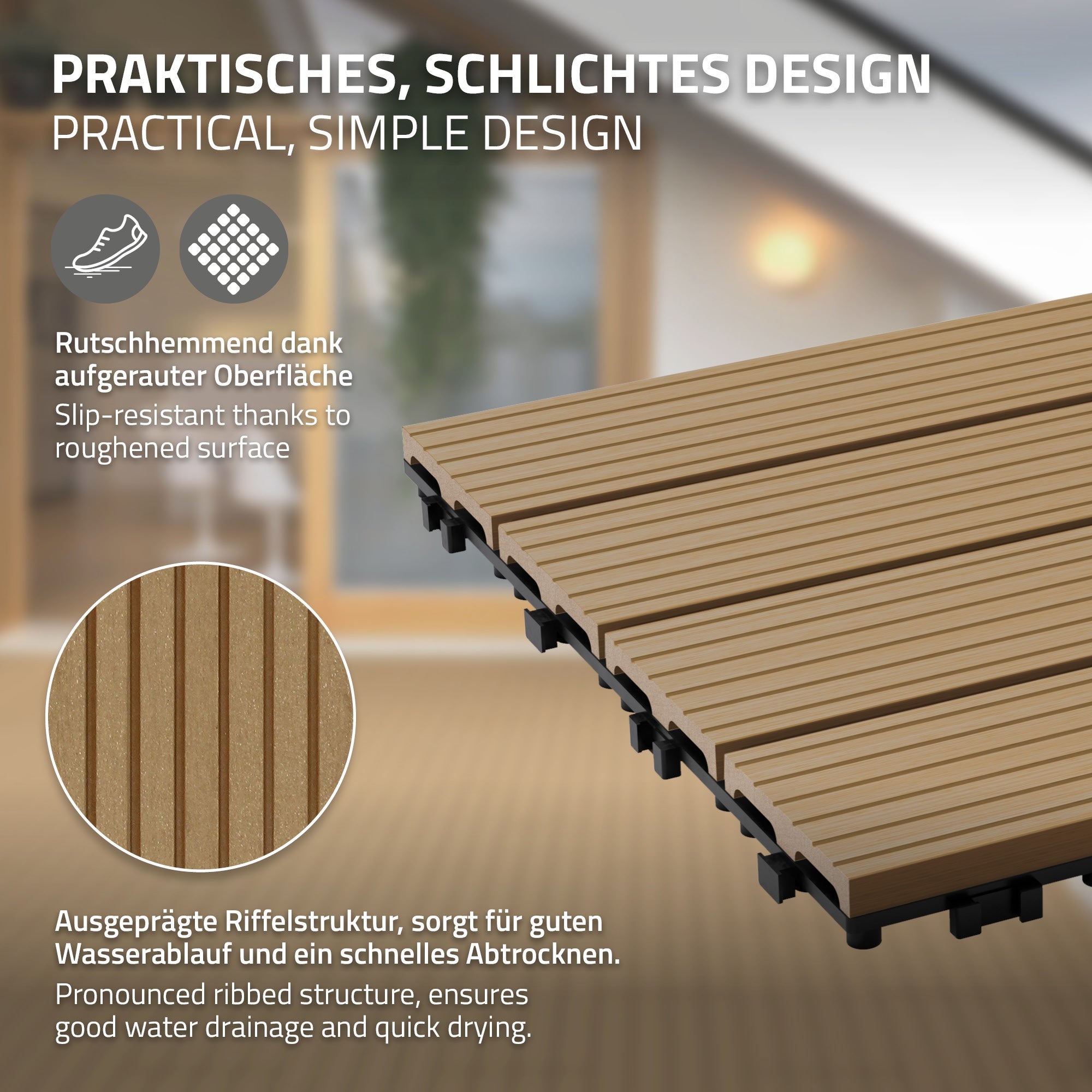 ECD Germany dalle terrasse WPC teck 60x30 cm lot 2 m²