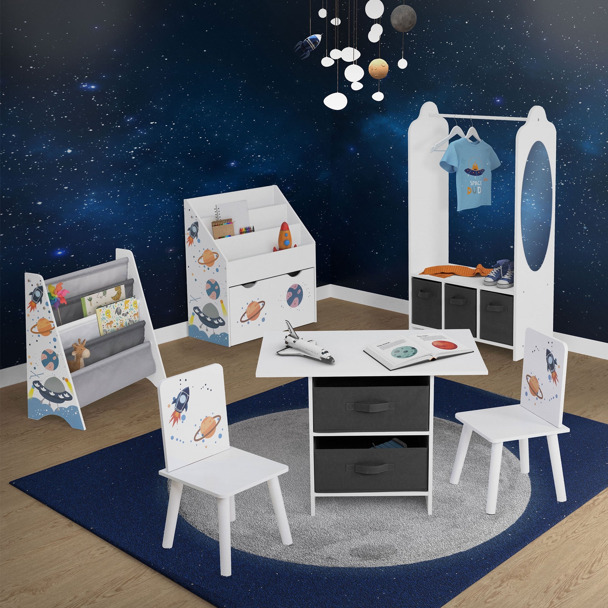 ECD Joyz table et chaises enfant bois motif espace 2 chaises