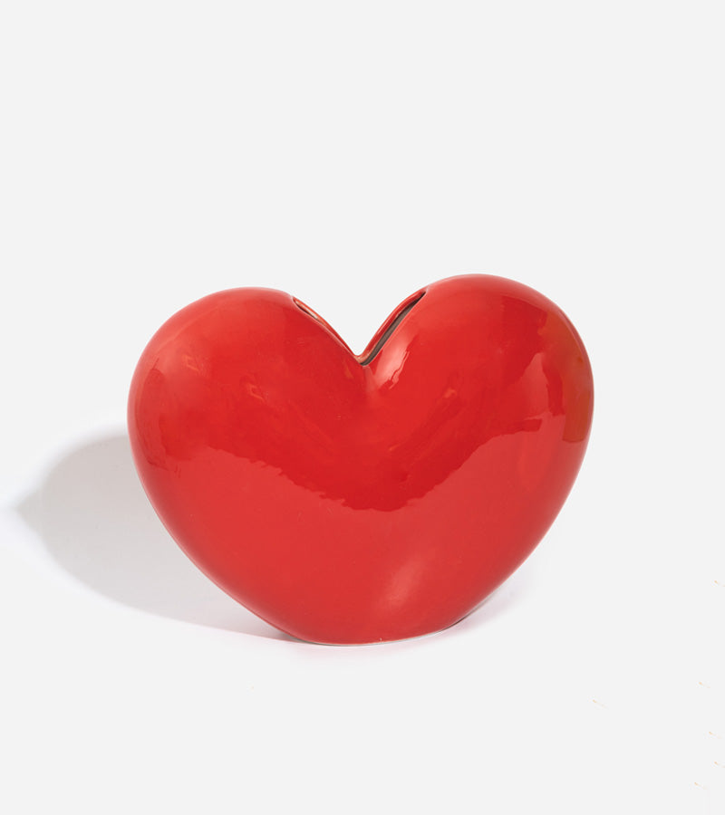 L'avant gardiste vase coeur rouge céramique fleurs