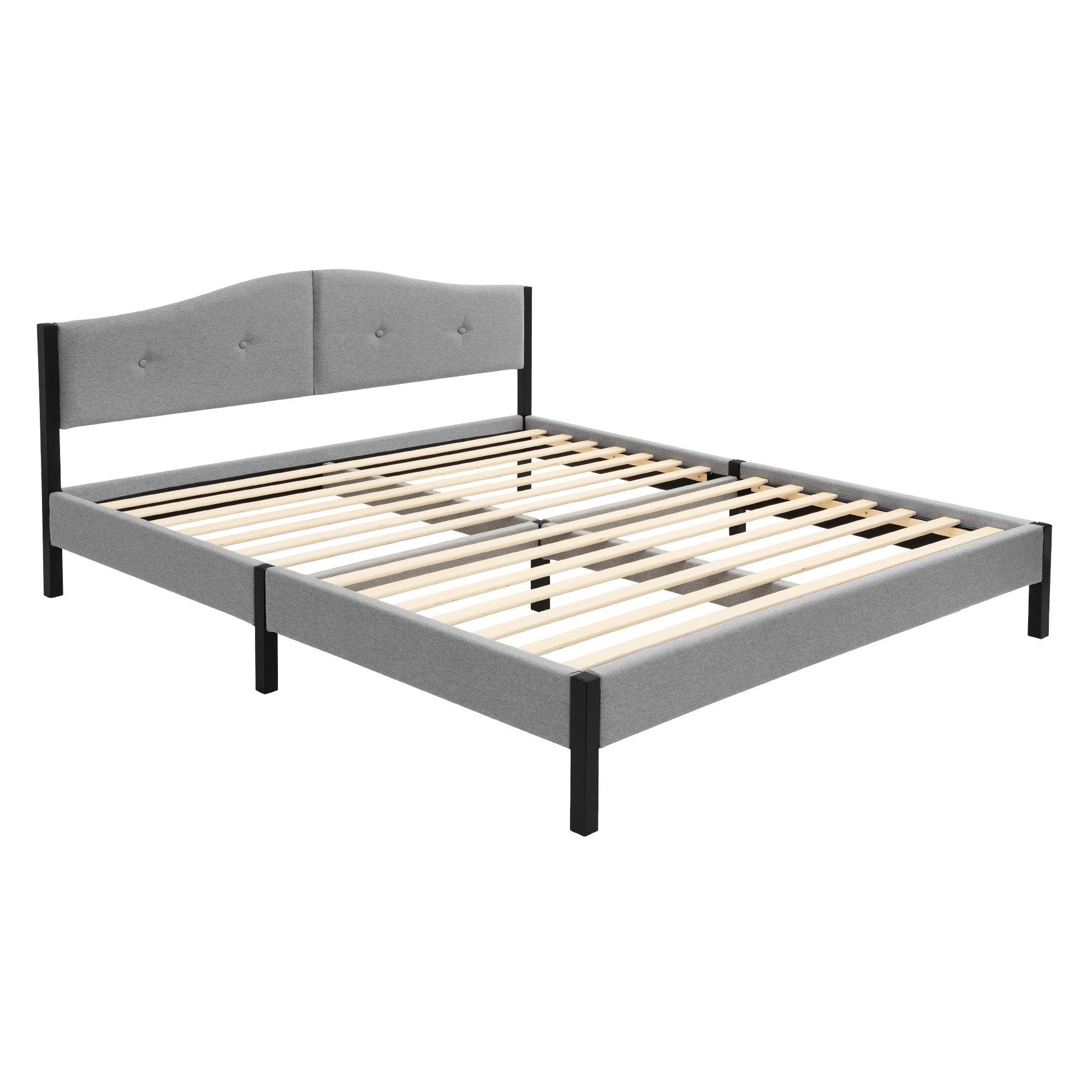 ECD Germany Möbel lit capitonné gris 160x200 avec sommier