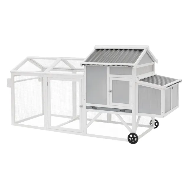 ECD Germany poulailler mobile bois XXL 83x220x109 avec enclos