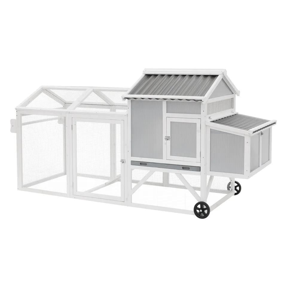 ECD Germany poulailler mobile bois XXL 83x220x109 avec enclos
