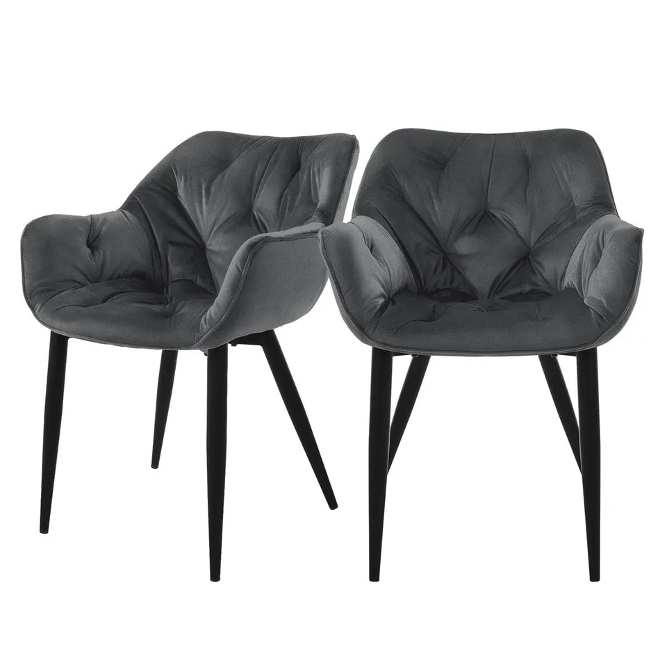 ECD Germany Möbel Chaise anthracite velours lot de 2 accoudoirs